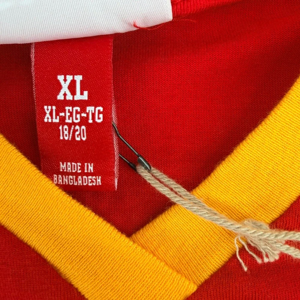 Mitchell & Ness Houston Rockets V-Neck Jersey Shirt Kids XL 18/20 Red Yellow NEW